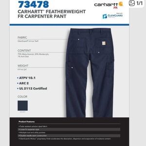 3 pair — Carhartt Men's Dark Blue Featherweight Cargo Pants